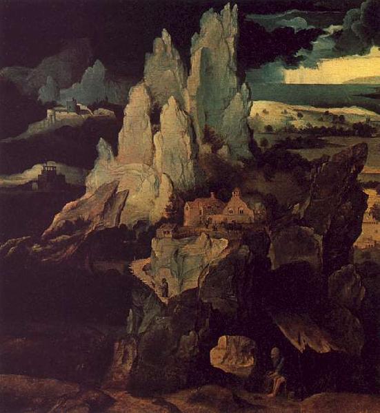 Joachim Patenier Saint Jerome in a Rocky Landscape oil painting image